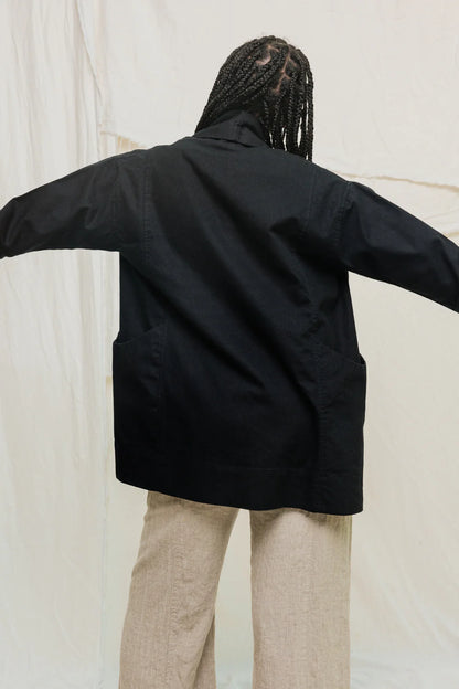 Clyde Jacket in Organic Cotton Canvas, Black, Size XXS/XS | Ready to Ship